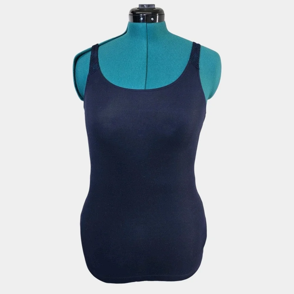 Calida Nature Relax Tank Top Crochet Strap Low Back Round Neck Size XXS - Picture 3 of 10